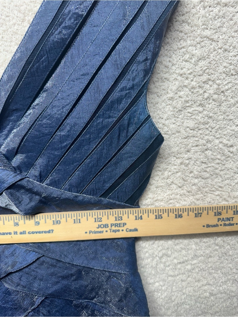 Adrianna Papell Navy Blue Ruffle Cocktail Dress Sleeveless V Neck Party Formal S - Picture 8 of 9